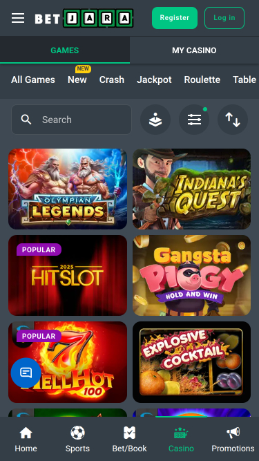 Juegos móviles del casino BetJara