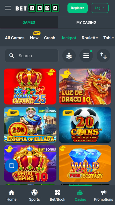 Jackpot móvil del casino BetJara