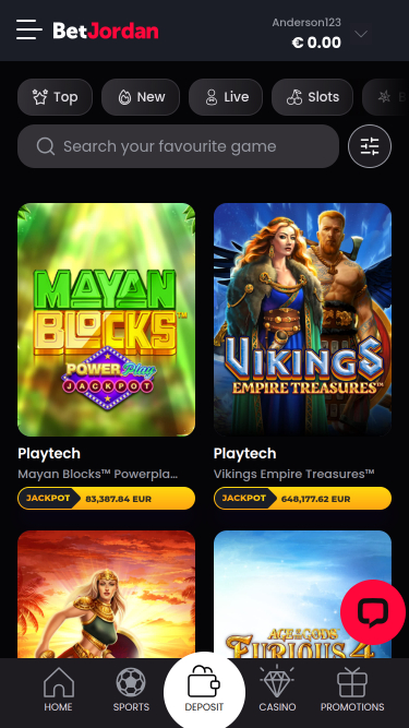 Jackpot du casino BetJordan sur mobile
