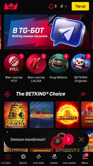 BetKingカジノ モバイルホームページ
