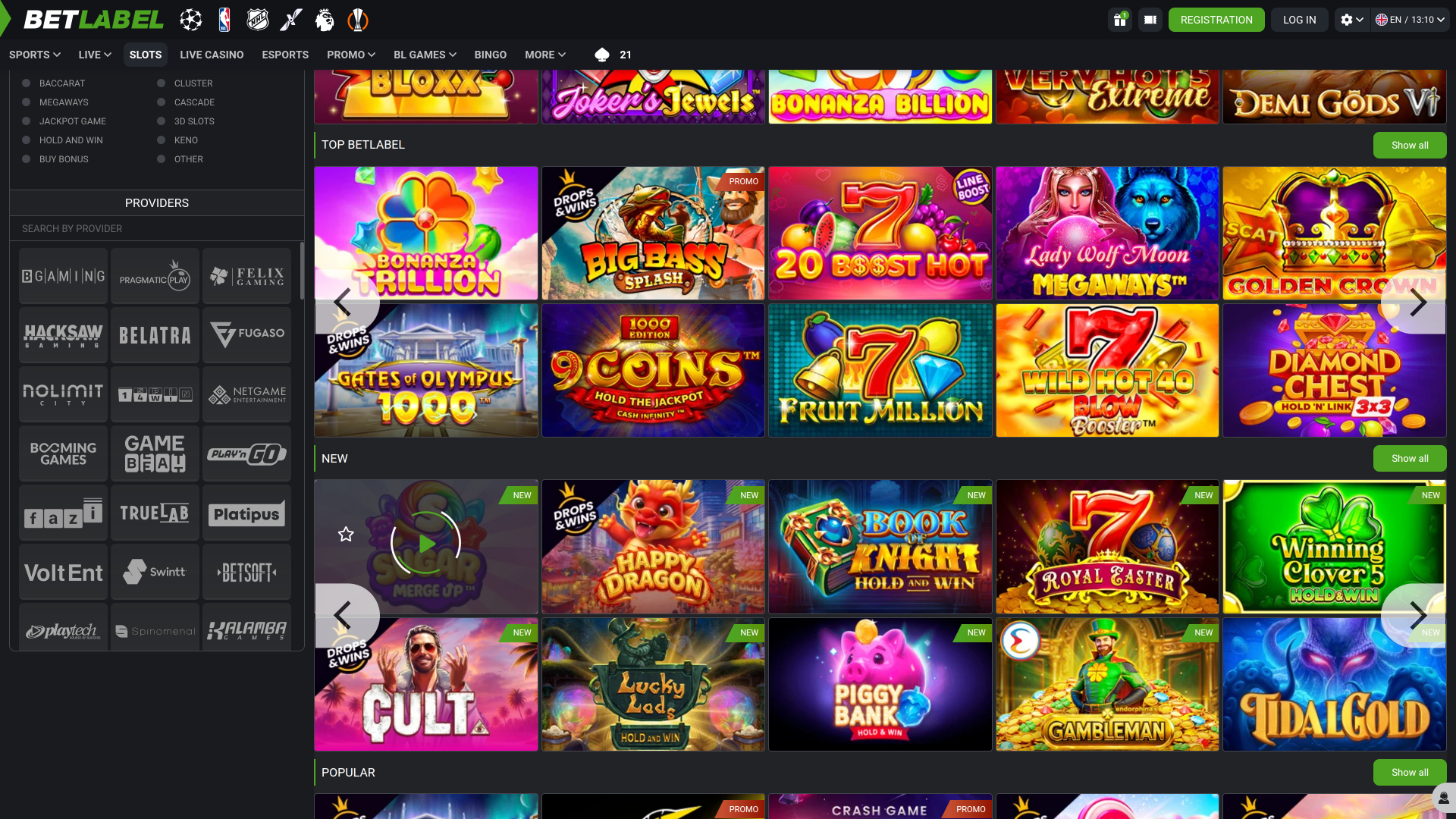 Développeurs de jeux de casino BetLabel pour ordinateur