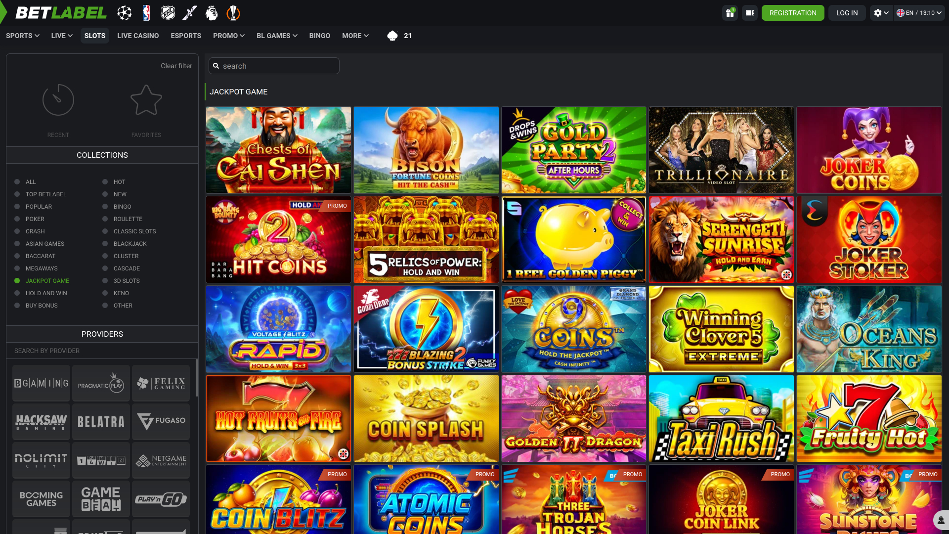 Jackpot de bureau du casino BetLabel
