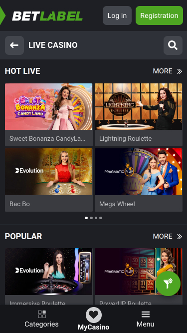 Casino mobile BetLabel avec croupier en direct