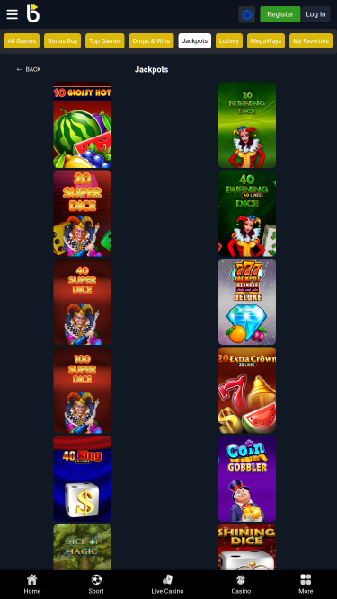BetLive Casino Mobile Jackpot