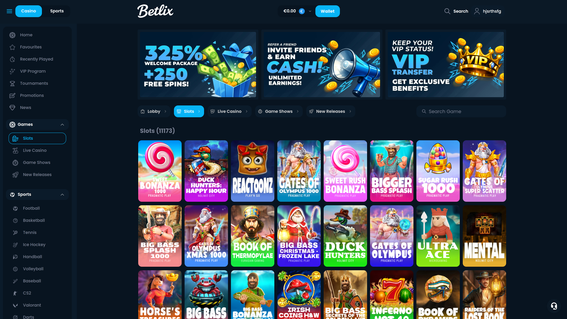 Jeux de casino Betlix sur ordinateur