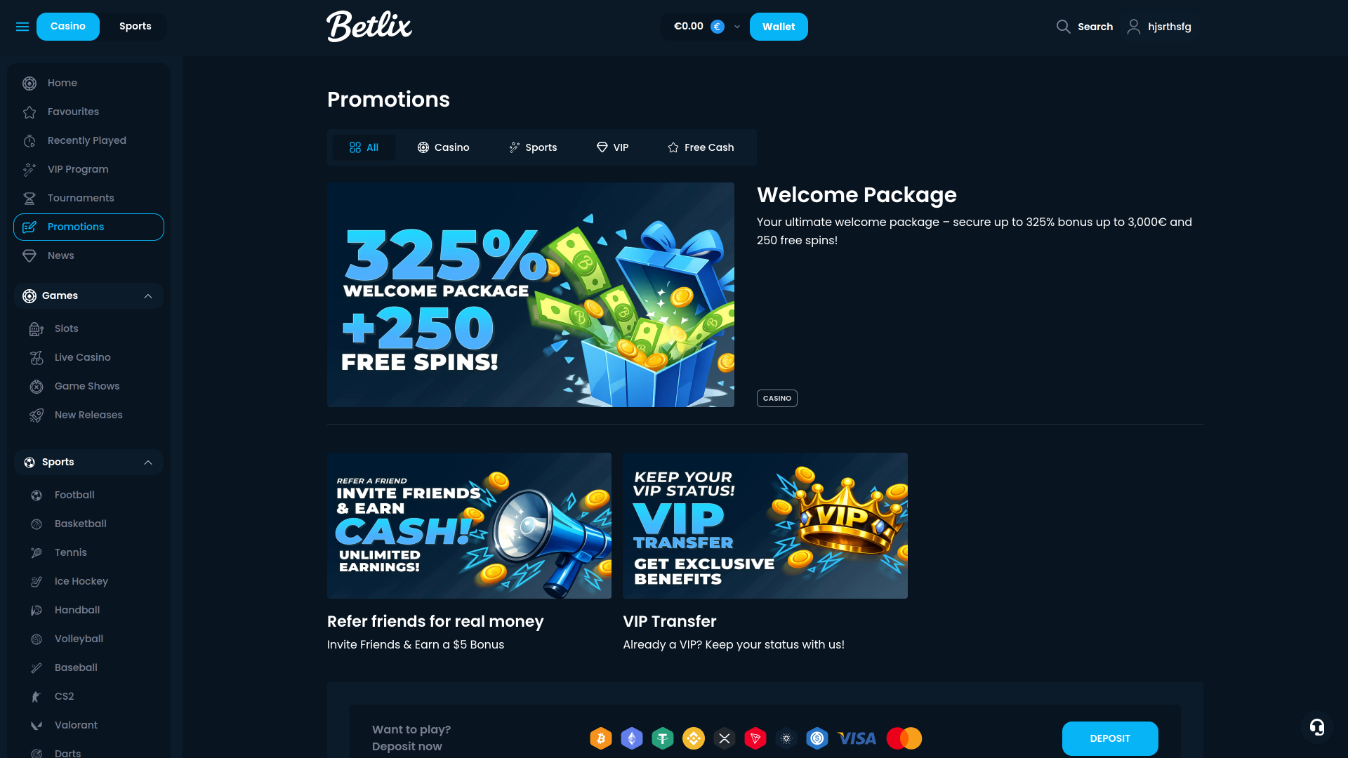 Promotions Betlix Casino sur ordinateur