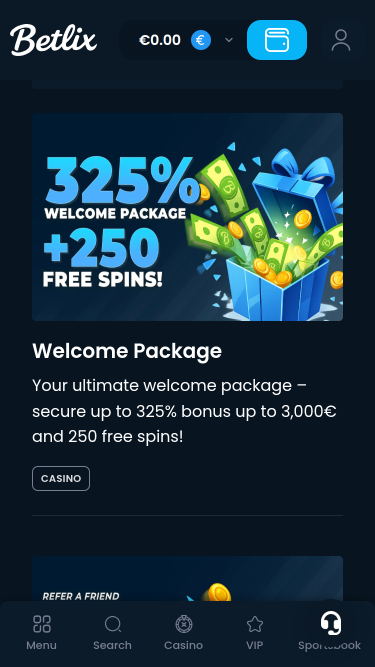 Promotions mobiles du casino Betlix