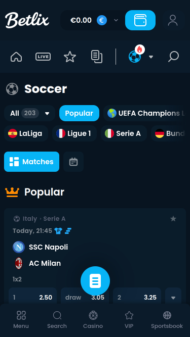 Sports mobiles du casino Betlix