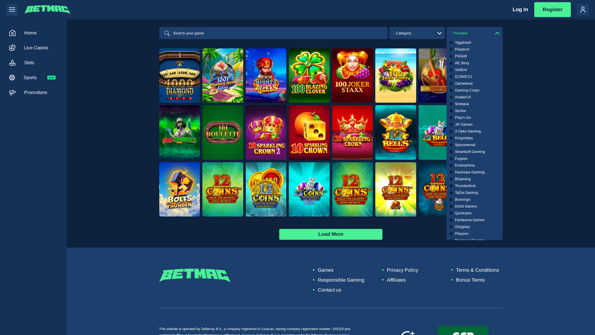 Sviluppatori di giochi da casinò Betmac Desktop