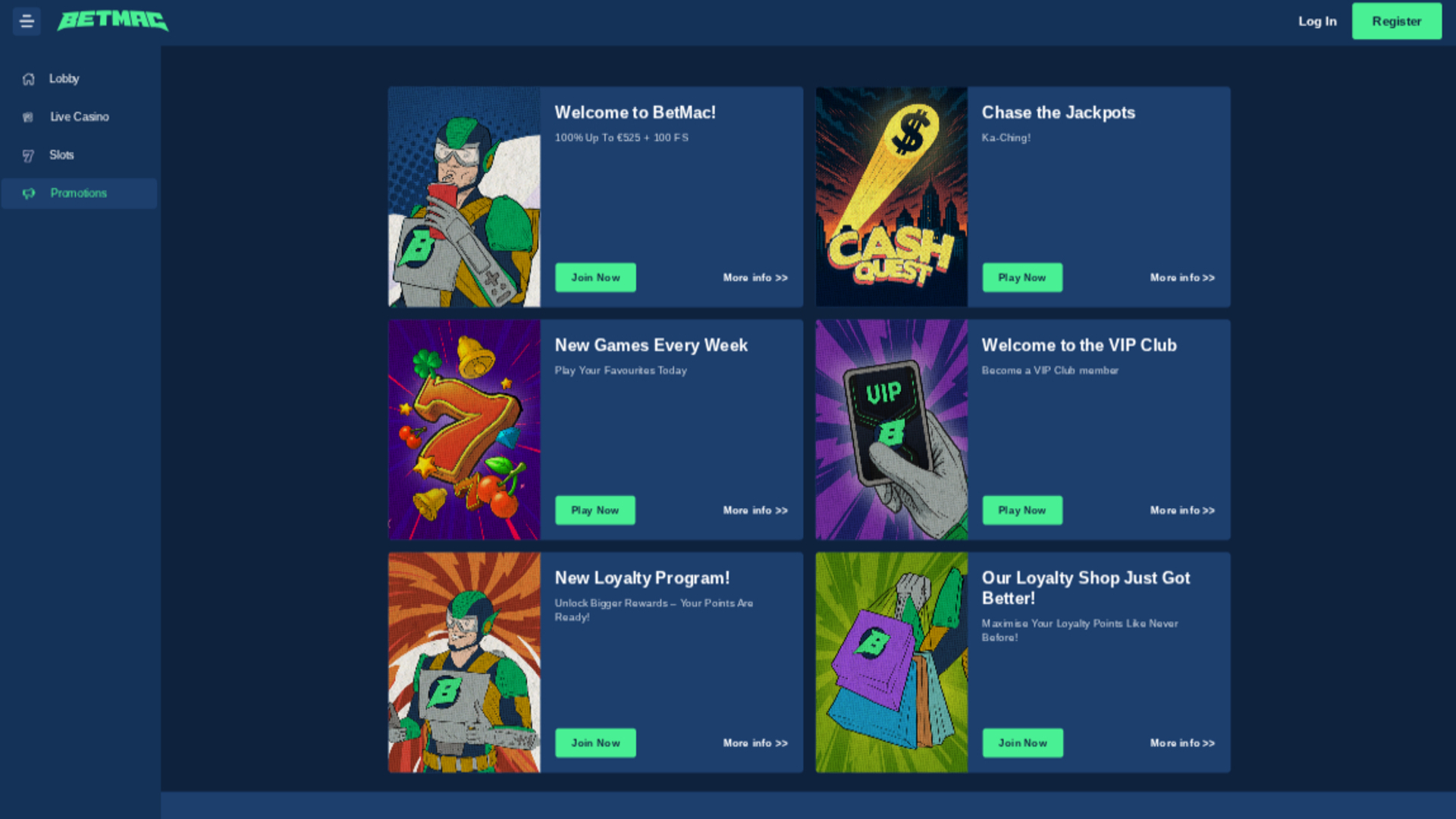 Promotions du casino Betmac sur ordinateur
