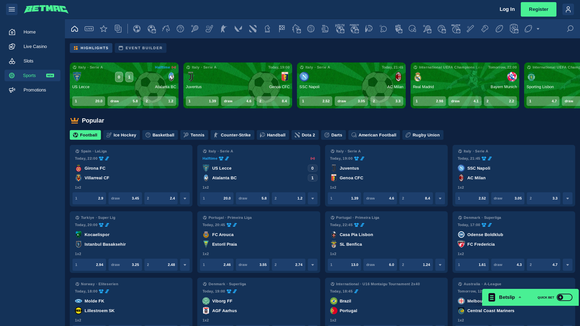 Betmac Casino Sport Desktop