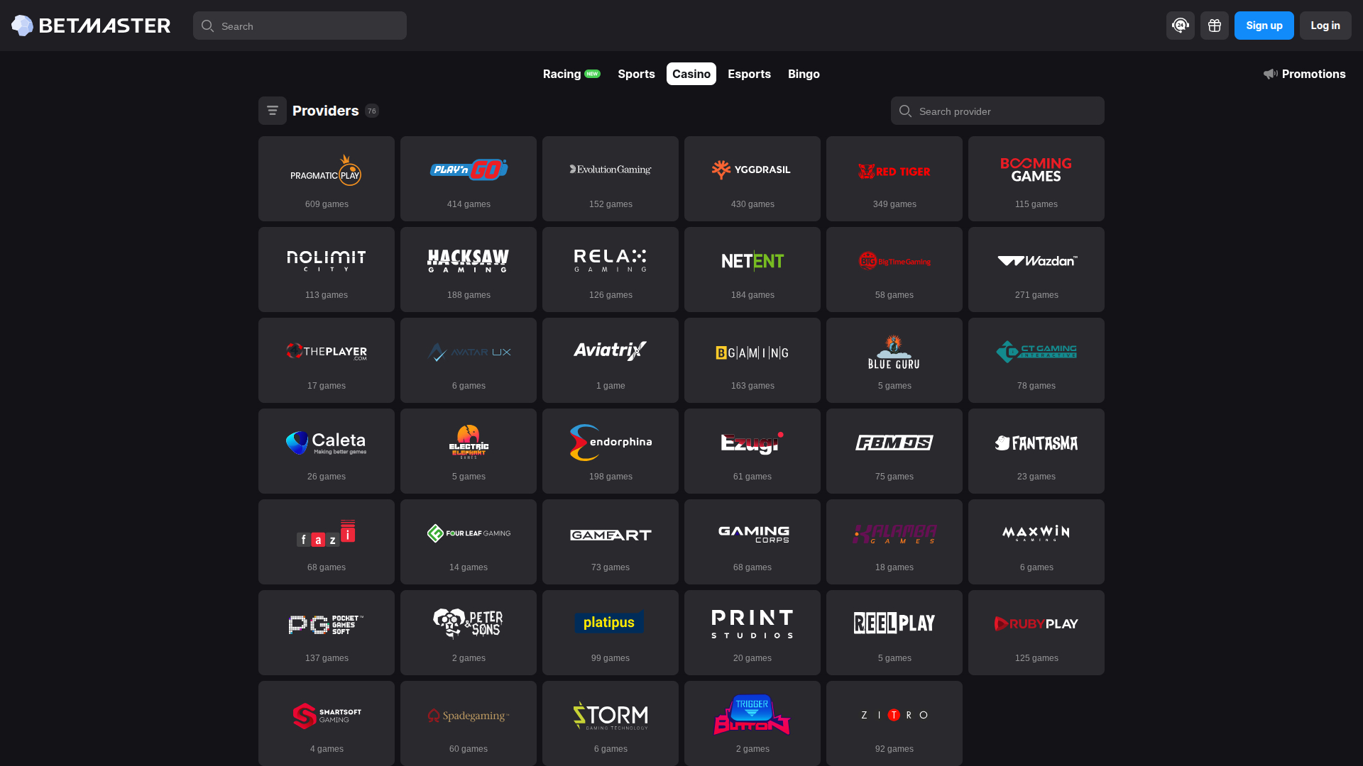 Développeurs de jeux sur ordinateur de BetMaster Casino