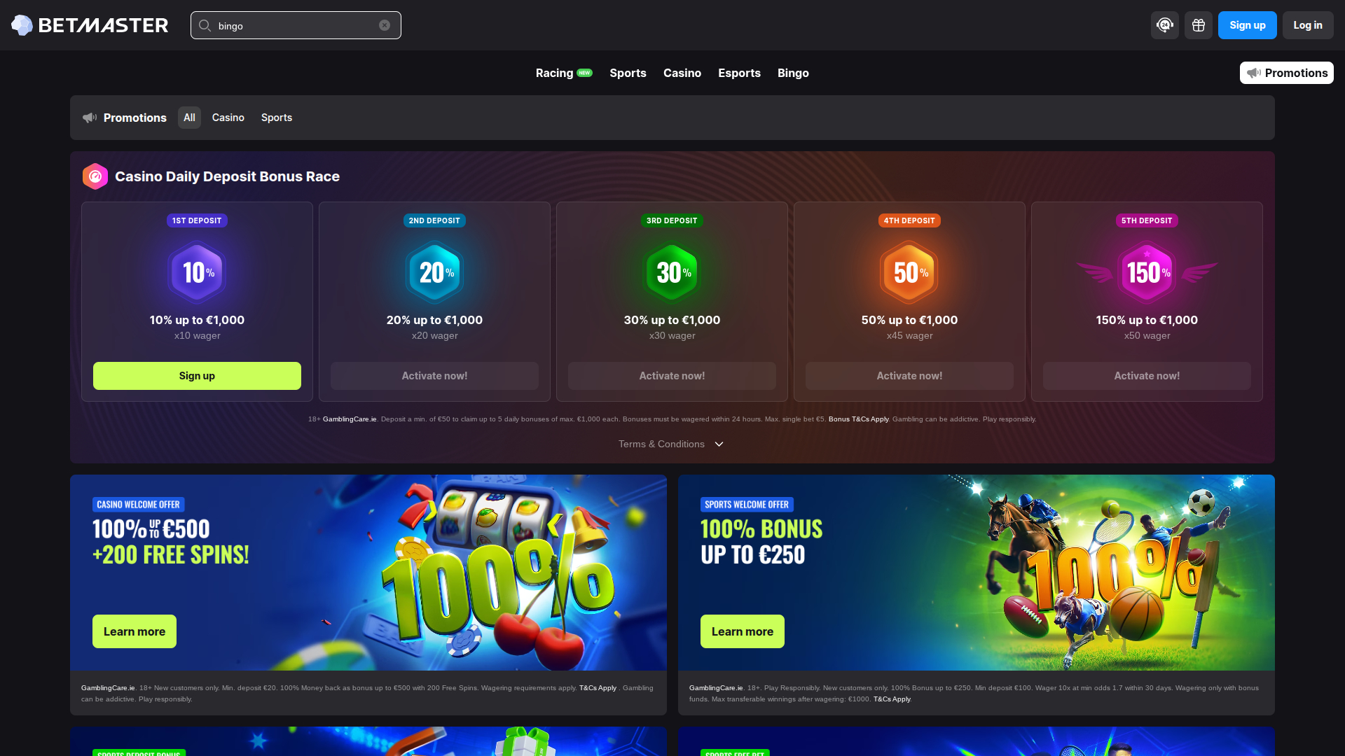 Promotions sur ordinateur de BetMaster Casino