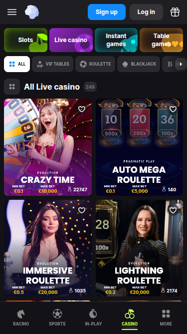 Croupier en direct mobile de BetMaster Casino