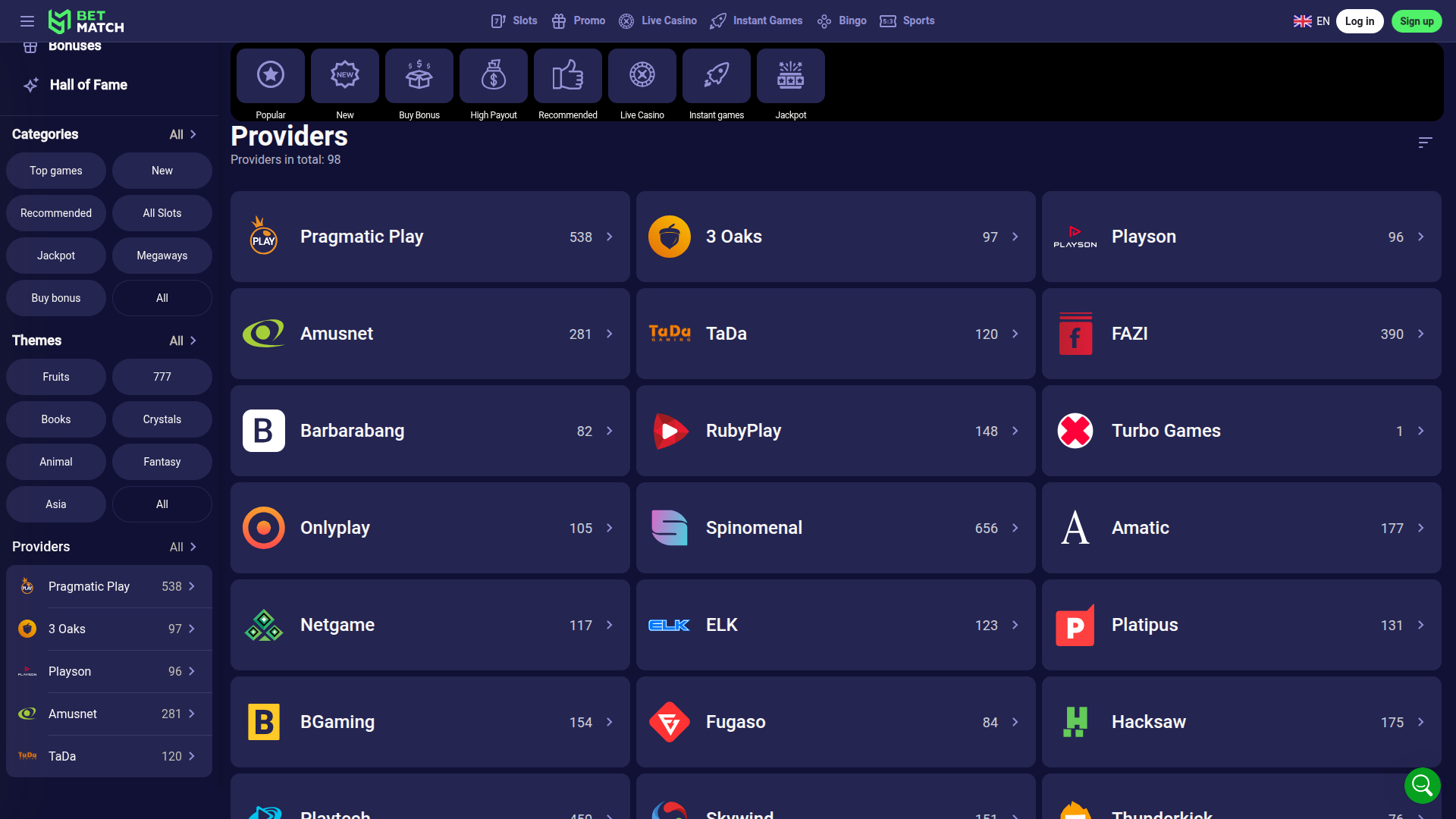 BetMatch Casino Desktop-Spielentwickler