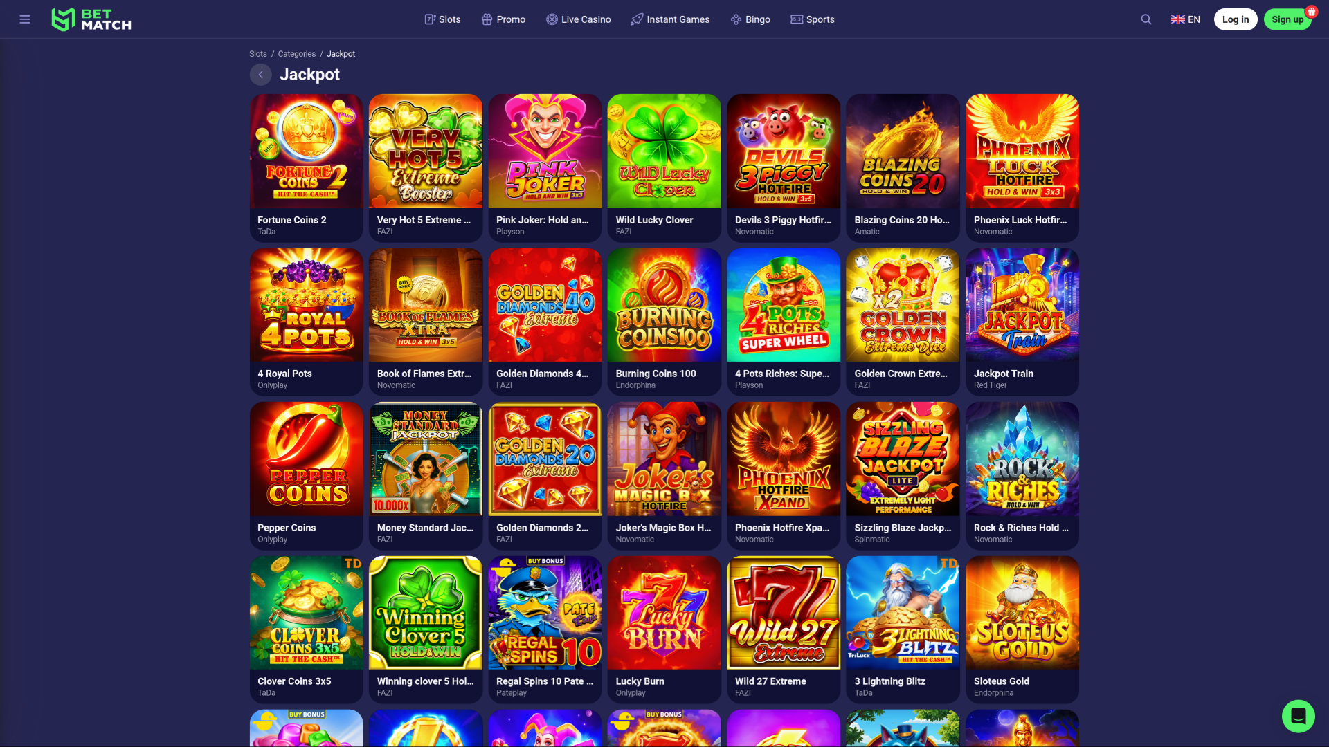 Jackpot de bureau du casino BetMatch