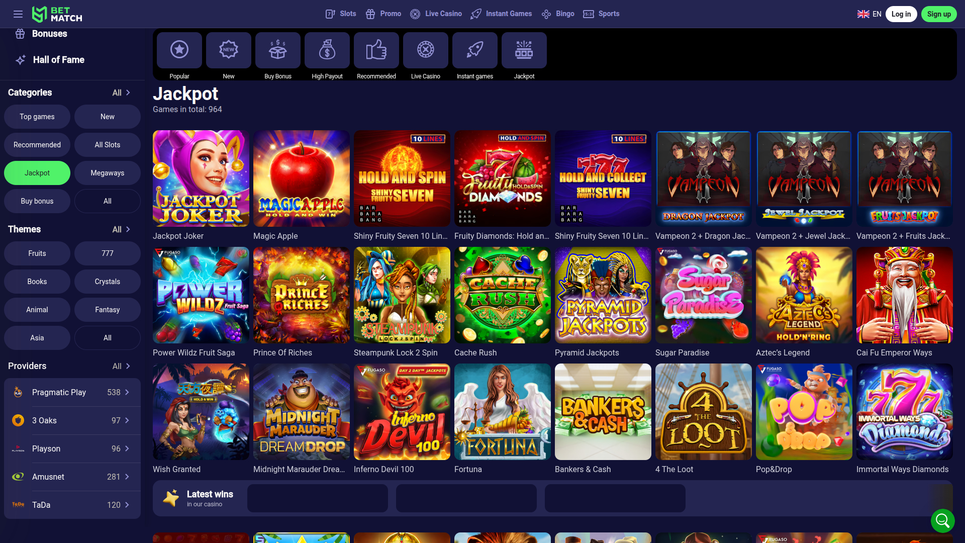 BetMatch Casino Desktop-Jackpot