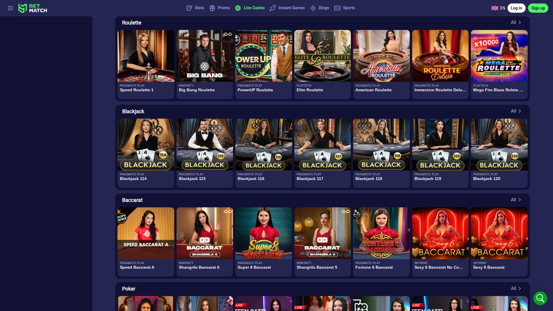 BetMatch Casino Desktop-Live-Dealer