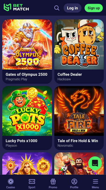 Jeux mobiles de casino BetMatch