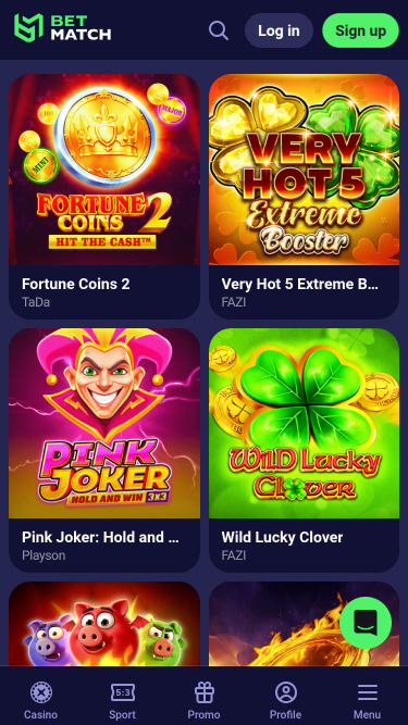 Jackpot mobile du casino BetMatch