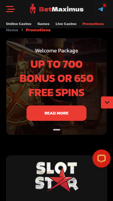 Promotions mobiles de BetMaximus Casino