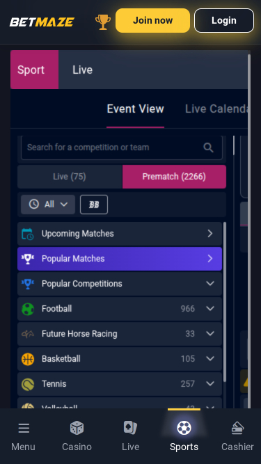 Betmaze Casino Paris sportifs mobiles