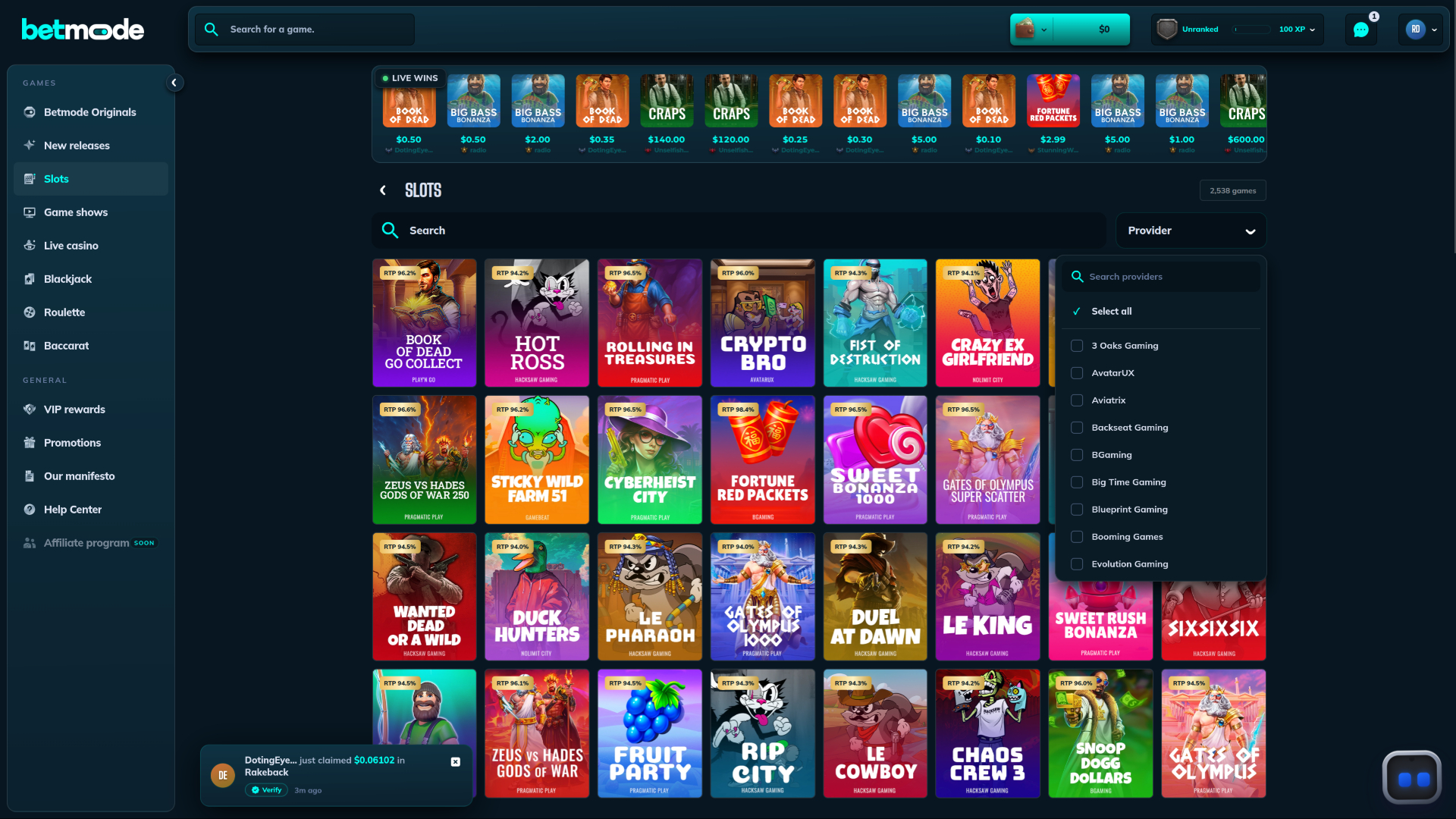 Sviluppatori di giochi per desktop di BetMode Casino