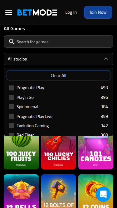 Développeurs de jeux mobiles de BetMode Casino