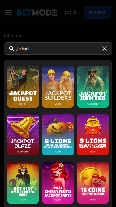 Jackpot mobile de BetMode Casino