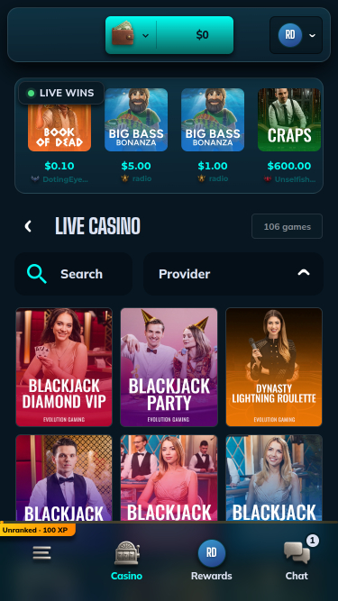 Casinò BetMode Mobile con croupier dal vivo