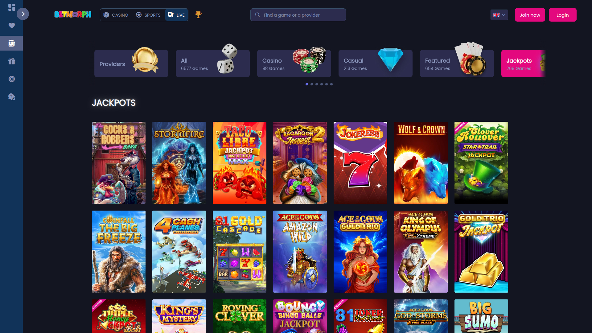 Betmorph Desktop Jackpot