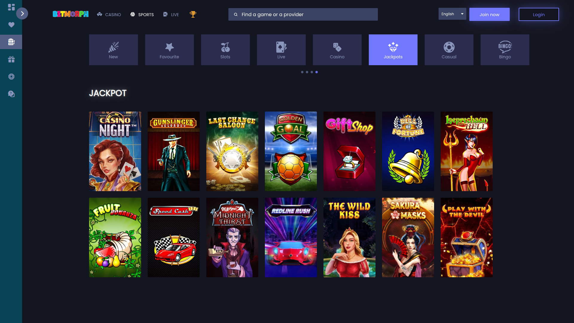 Betmorph Desktop-Jackpot