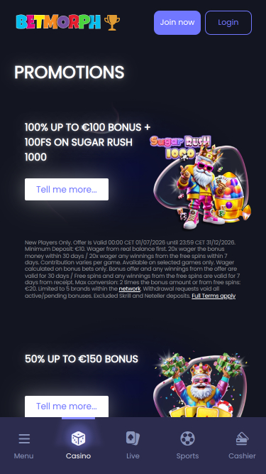 Betmorph Mobile Promotions