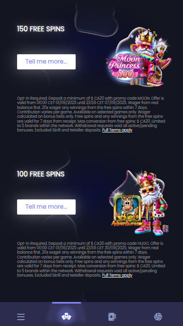 Betmorph Mobile-Aktionen