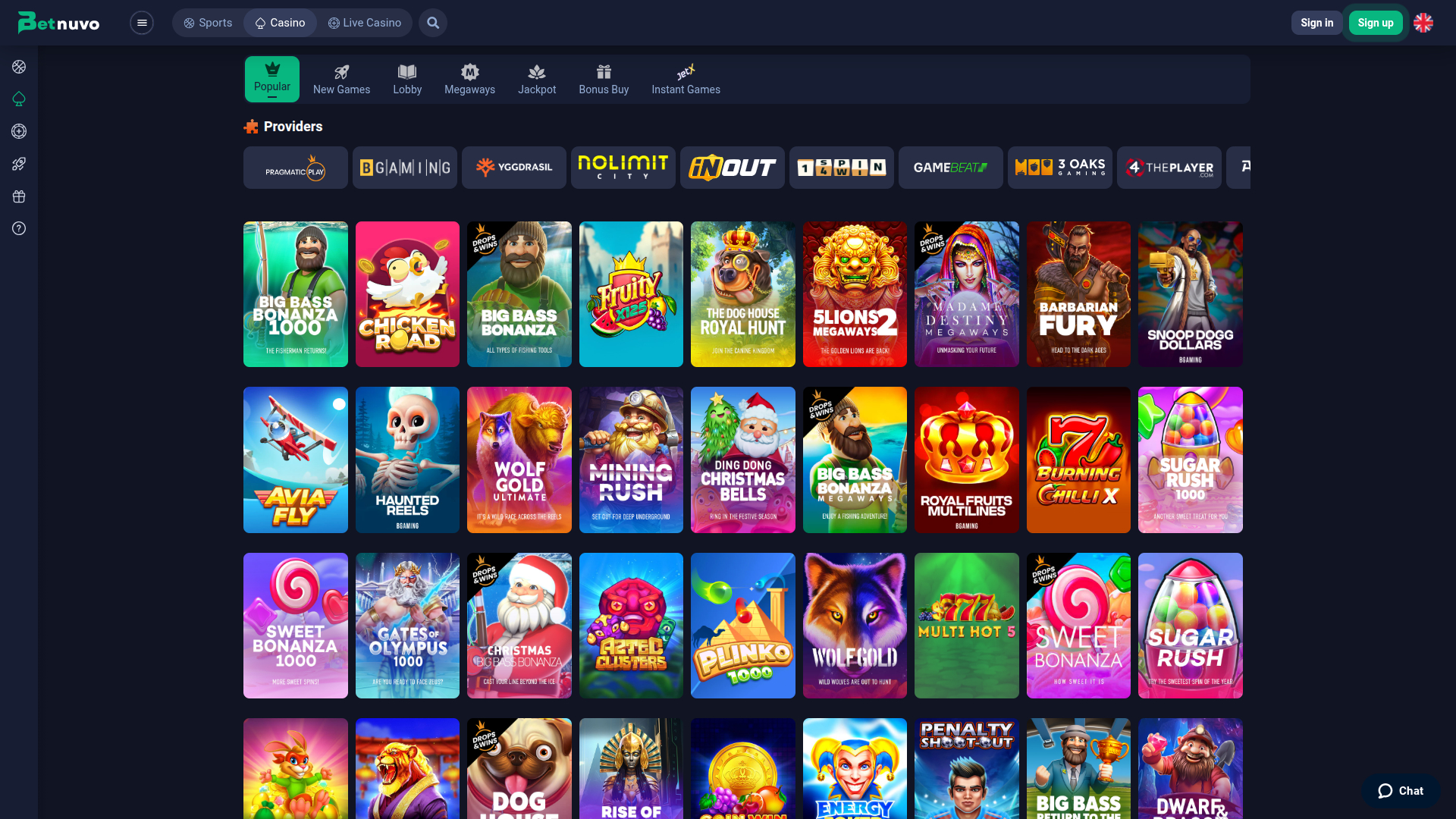 BetNuvo Casino Desktop Games
