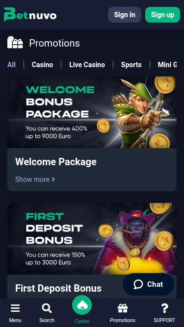 BetNuvo Casino Mobile Promotions