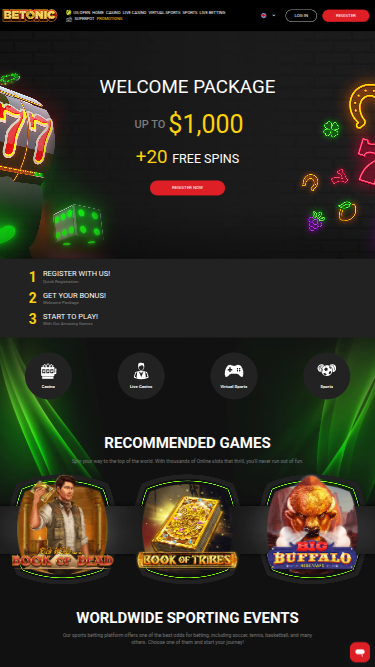 Homepage mobile di Betonic