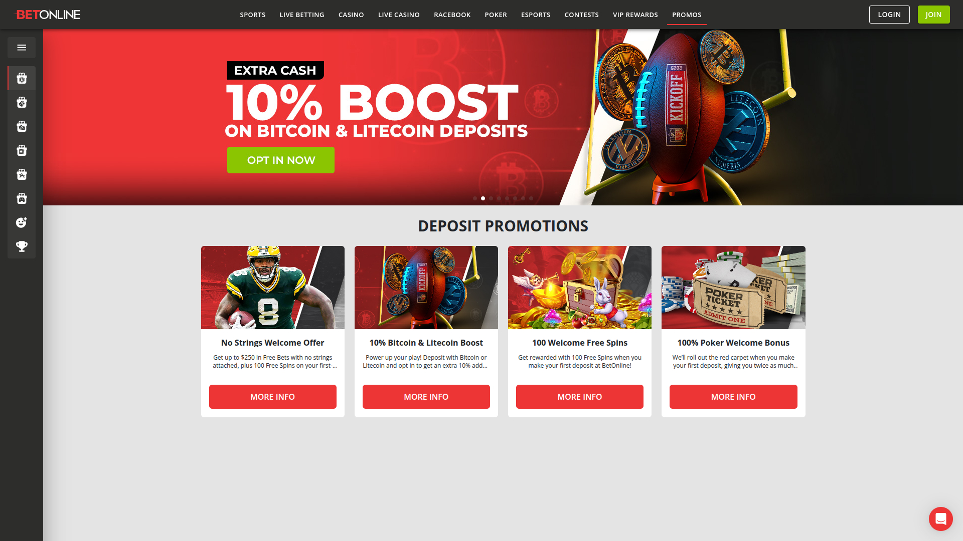 Promociones de escritorio de BetOnline Casino