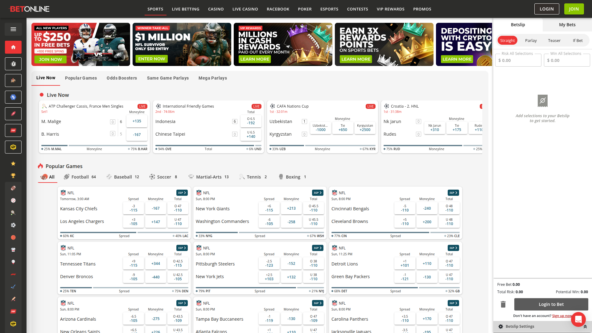 Deportes de escritorio de BetOnline Casino