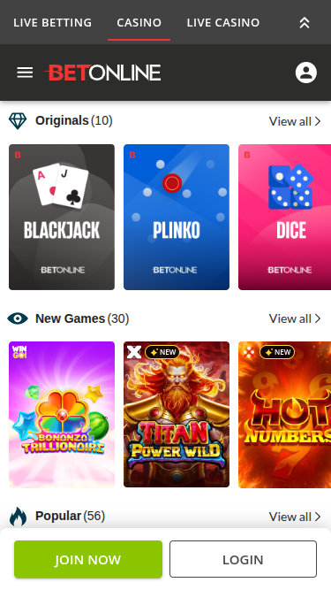 Juegos móviles de BetOnline Casino