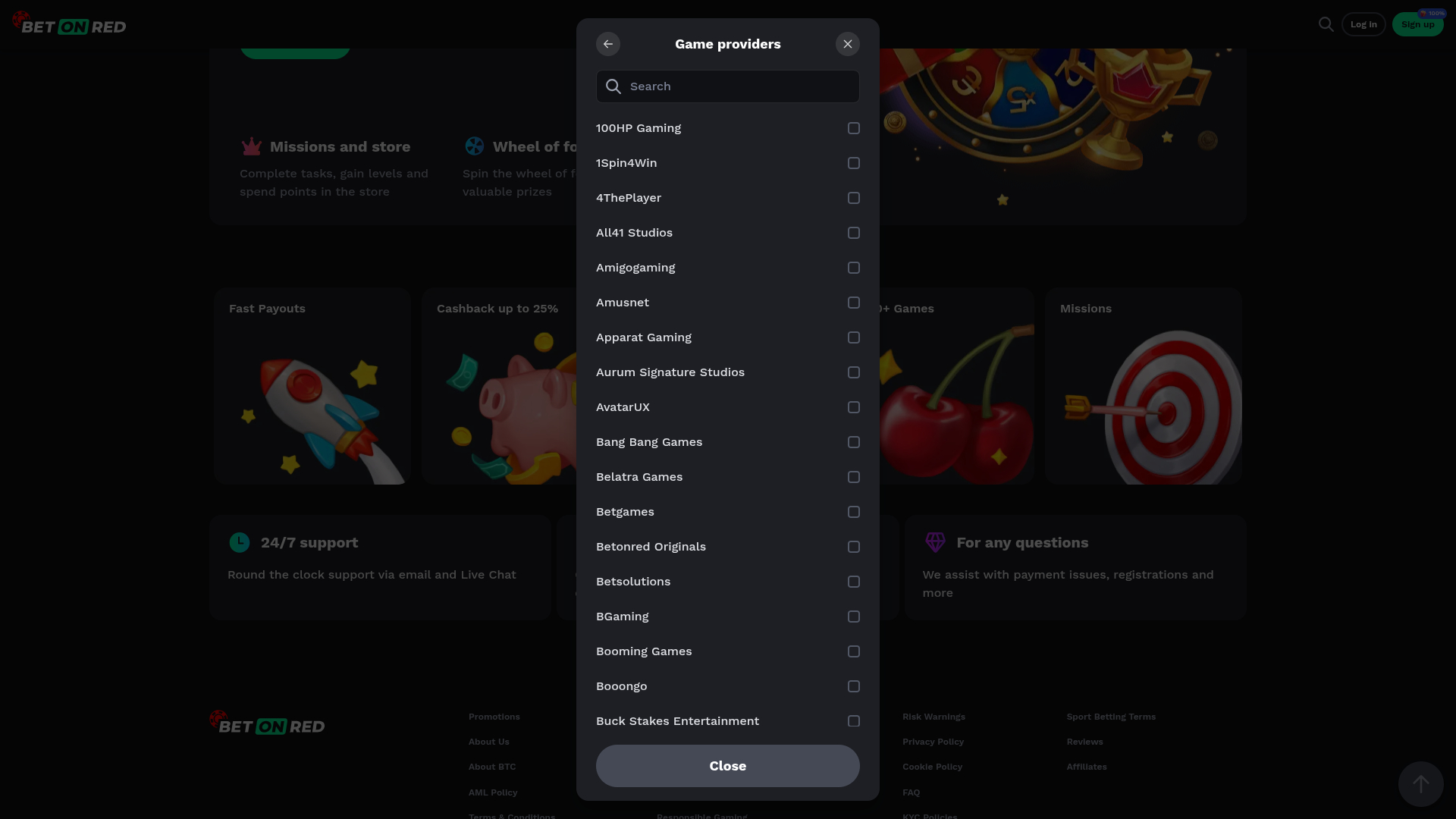Desarrolladores de juegos de escritorio de BetOnRed Casino