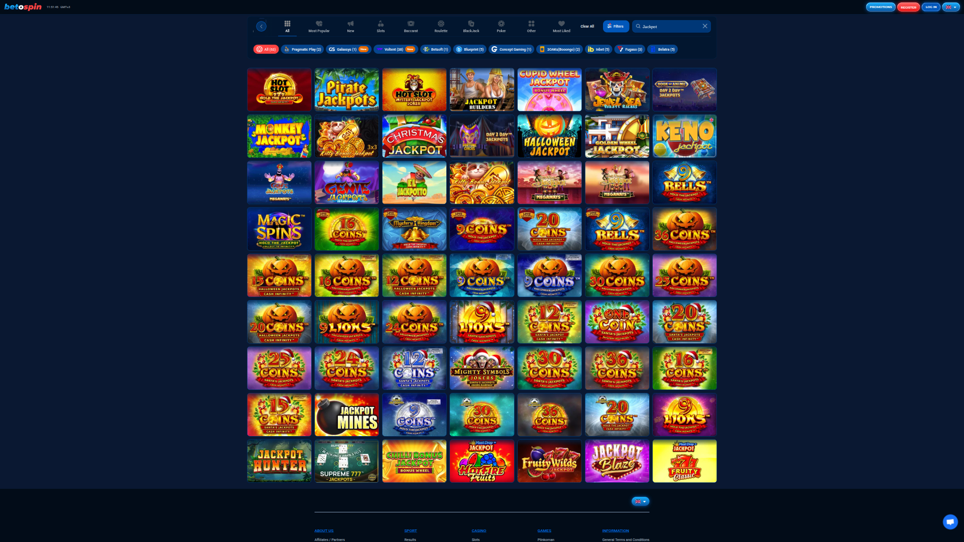 Jackpot desktop di BetOspin Casino