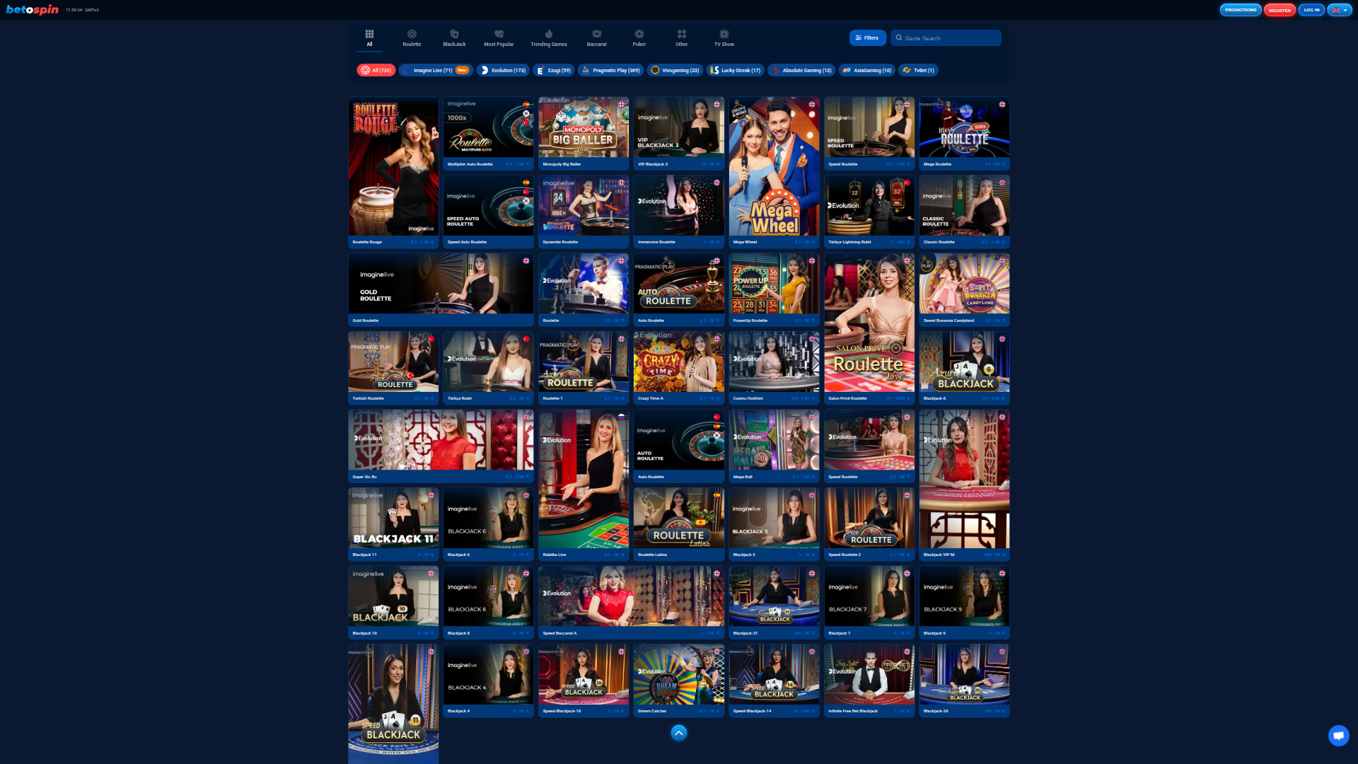 Live dealer desktop di BetOspin Casino