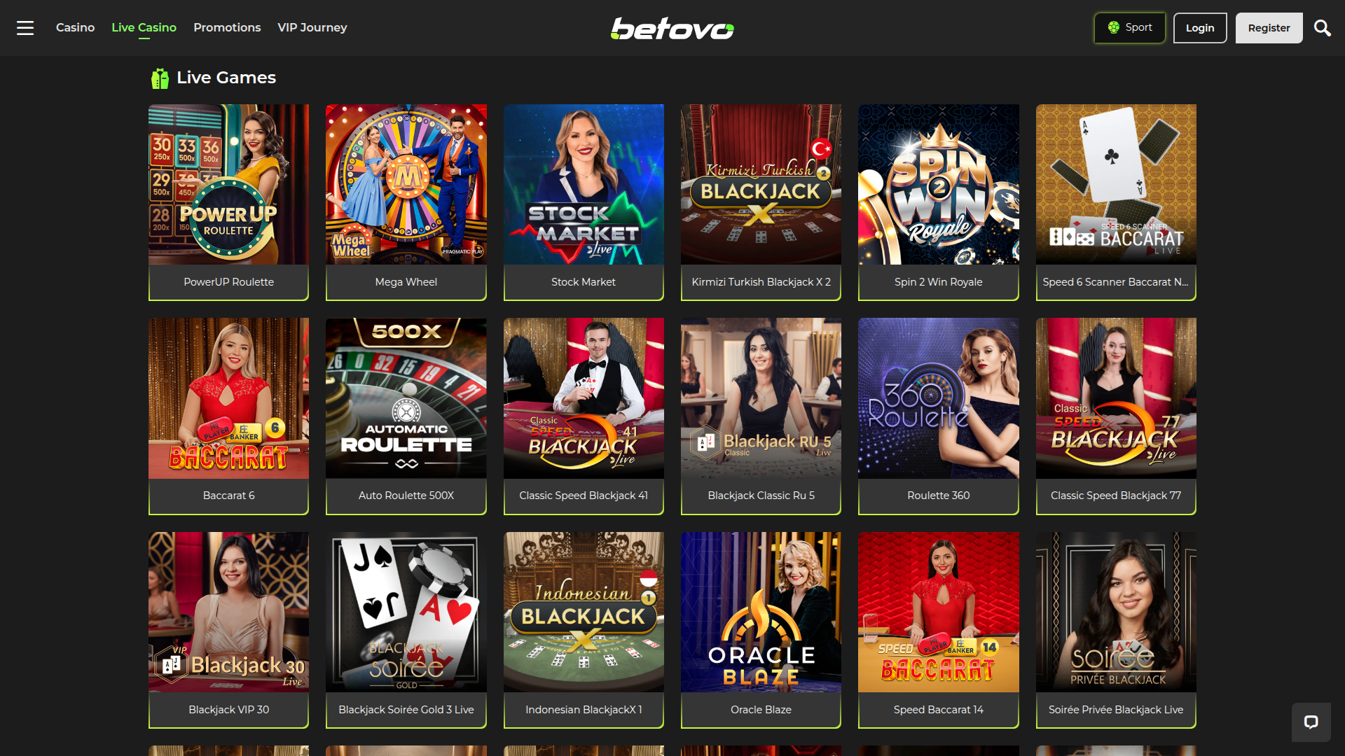 Croupier en direct sur ordinateur de Betovo Casino