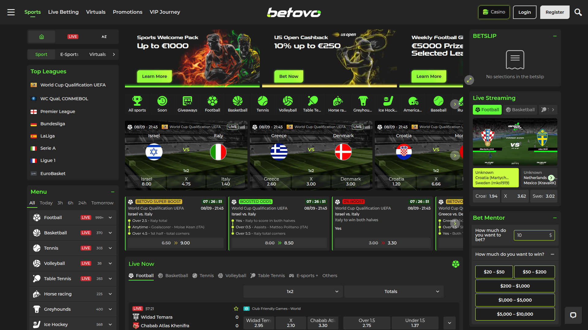 Sports sur ordinateur de Betovo Casino