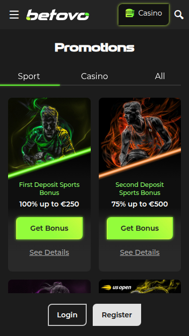 Promotions mobiles de Betovo Casino