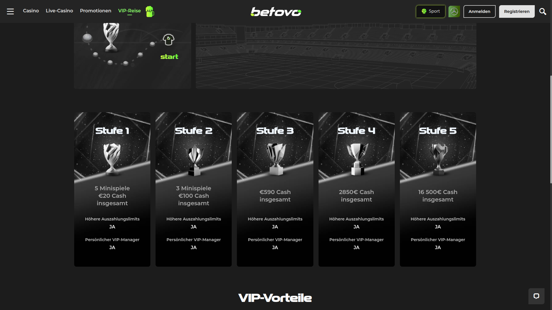 Programme VIP de bureau Betovo Casino