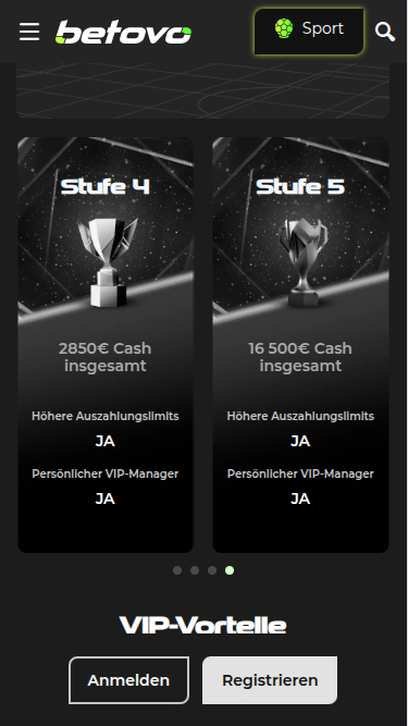 Programme VIP mobile Betovo Casino