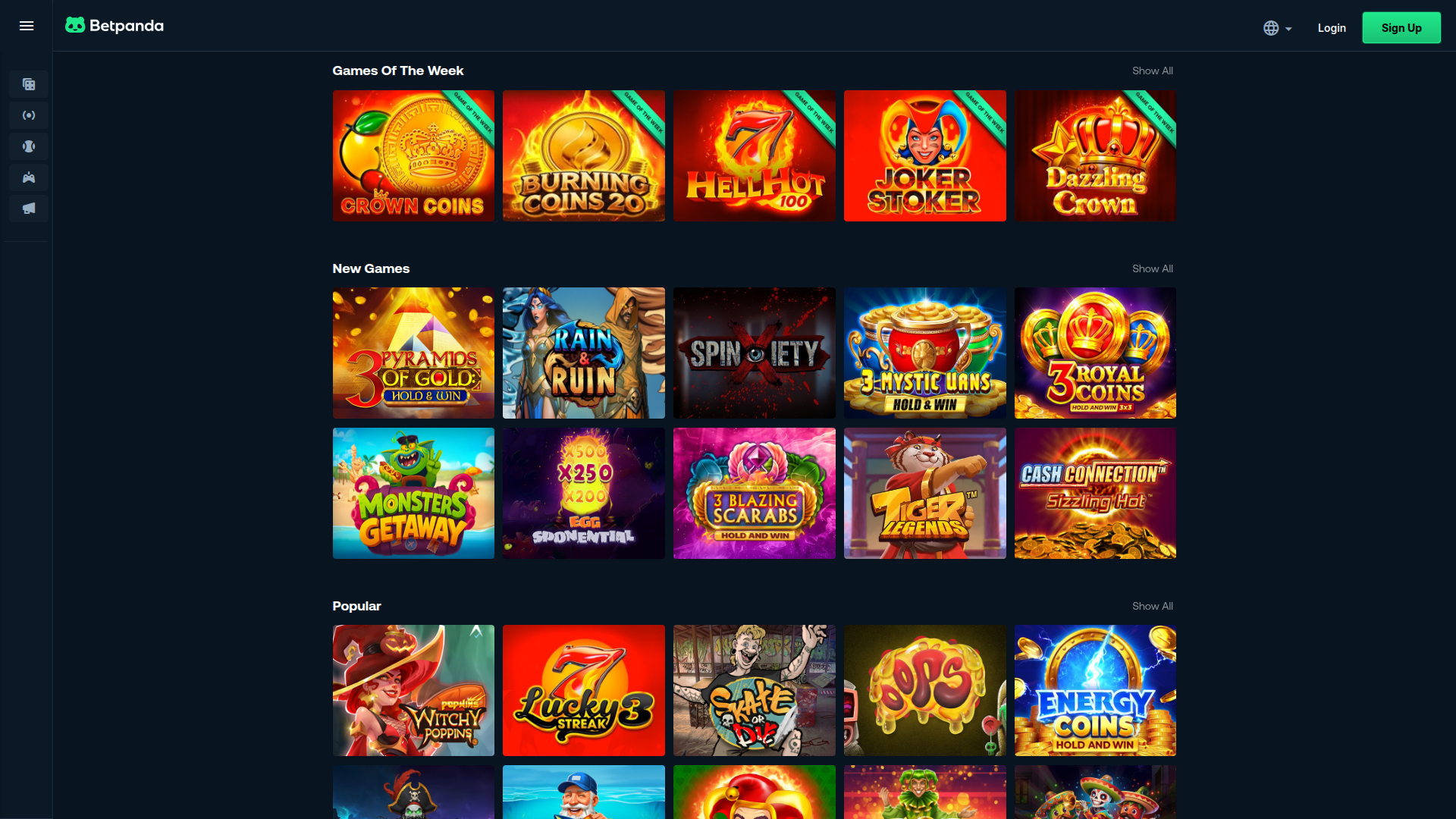BetPanda Casino Desktop Games