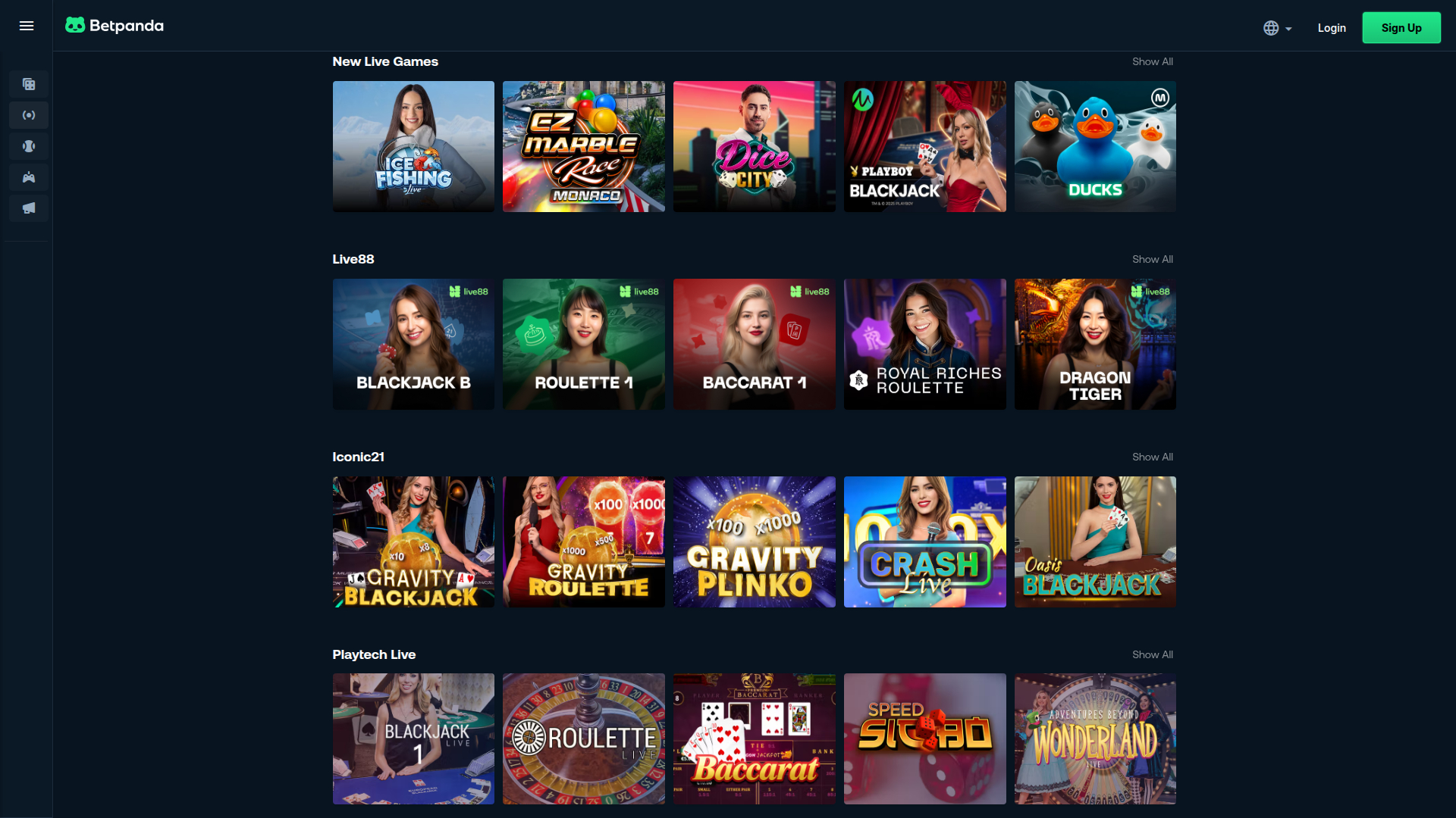 BetPanda Casino Desktop Live Dealer